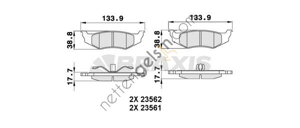 BRAXIS AA0255 ARKA FREN BALATASI 300M 2,7 V6 24V/3,5 V6 24V 98-> SEBRING 2,0 01-08/02/2,5 00-12,01/2,7 03/01->  CHRYSLER BİNEK FREN BALATASI