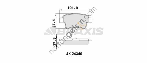 BRAXIS AA0256 ARKA FREN BALATASI CORSA D - GRANDE PUNTO 199 1,3-1,4-1,9 MJET 10/05-,1,4 T-JET 09/07-  FIAT BİNEK FREN BALATASI