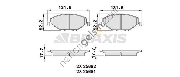 BRAXIS AA0258 ON FREN BALATASI POLO 10> FABIA 11> RAPID 12>>  VW-AUDI-SEAT-SKODA BİNEK FREN BALATASI