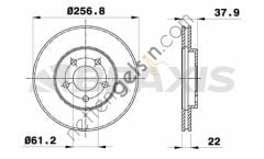 BRAXIS AE0654 ON FREN DISKI CHRYSLER NEON (PL) 94>00 NEON II 01>06  CHRYSLER BİNEK FREN DİSKİ