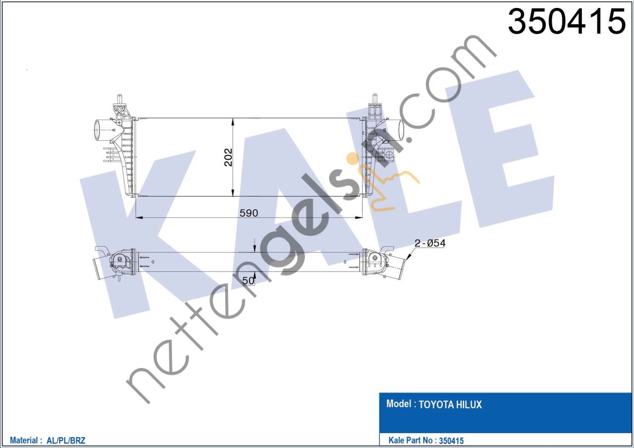 KALE 350415 INTERCOOLER TOYOTA HILUX VIGO 2015->  TOYOTA BİNEK TURBO RADYATÖRÜ