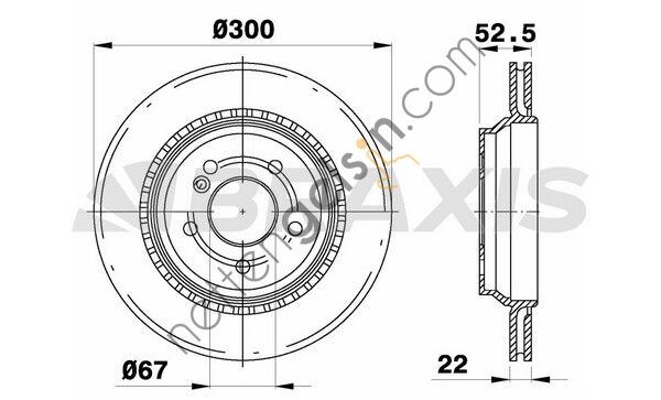 BRAXIS AE0667 FREN DISKI ARKA (HAVALANDIRMALI) S-CLASS W220 98>05  MERCEDES BİNEK FREN DİSKİ