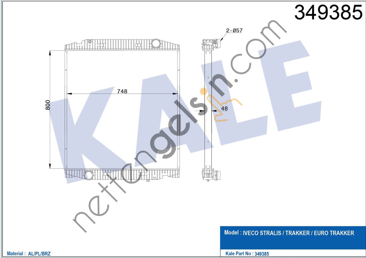 KALE 349385 MOTOR SU RADYATORU IVECO STRALIS / TRAKKER / EUROTRAKKER (CERCEVESIZ) / (MT)  IVECO AĞIR VASITA MOTOR SU RADYATORU