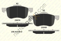 KALE B 23074 189 05 KD11 ON FREN BALATASI VOLVO S60 01>S80 98 06 V70 I II 97> XC70 00>  VOLVO BİNEK FREN BALATASI
