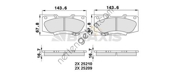 BRAXIS AA0277 ON FREN BALATASI HILUX VIGO III 06->13  TOYOTA BİNEK FREN BALATASI