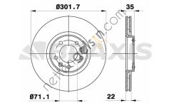 BRAXIS AE0680 ARKA FREN DISK AYNASI HAVA SOGUTMALI C6 2.2 HDI / 2.7 HDI / 3.0 V6 / 3.0 HDI 05>  PEUGEOT-CITROEN BİNEK FREN DİSKİ