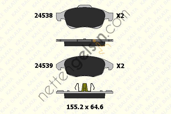 KALE B 24538 180 05KD13 ON FREN BALATASI C4 PICASSO C4 II DS4 1,6HDI 110 / 1,8 16V 10 / 06 PARTNER TEPE BERLINGO III P5008 DS5  PEUGEOT-CITROEN BİNEK FREN BALATASI