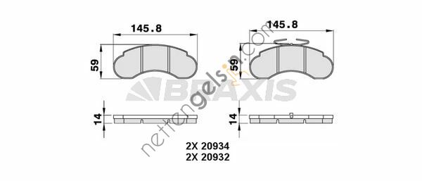 BRAXIS AA0279 ON FREN BALATASI SPRINTER 210>96 VAN 207D / 208 / 209D / 210 / 307D / 308 / 309D / 310 / 407D / 409D  MERCEDES BİNEK FREN BALATASI