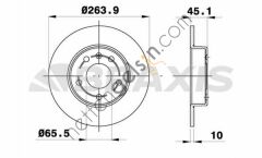 BRAXIS AE0700 ARKA FREN DISKI 264mm X 10mm OPEL ZAFIRA B 1.6I 1.6T  OPEL BİNEK FREN DİSKİ