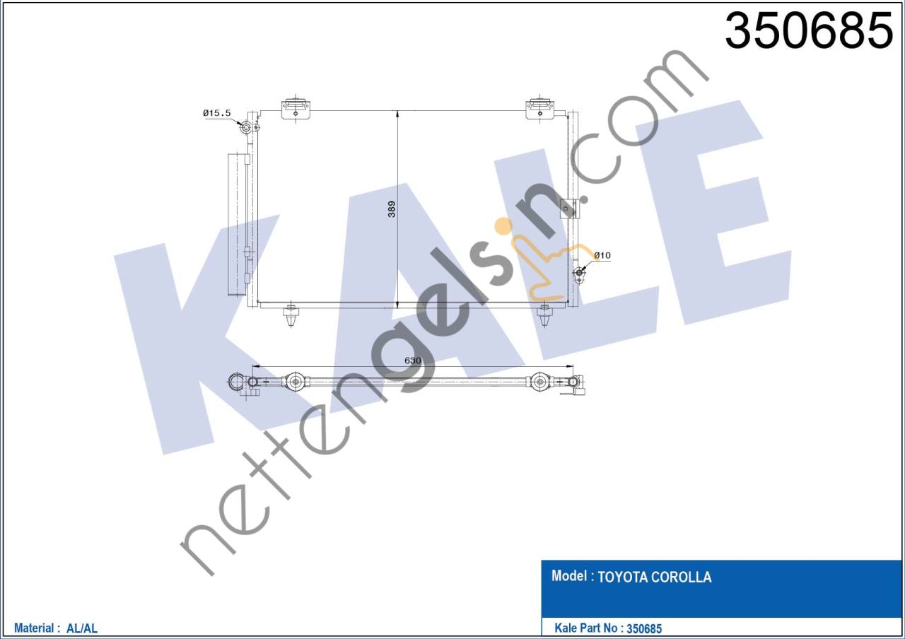 KALE 350685 KLIMA RADYATORU TOYOTA COROLLA 02>07  TOYOTA BİNEK KLİMA RADYATÖRÜ
