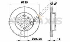 BRAXIS AE0706 ON FREN DISKI (AYNASI) HAVALI TOYOTA YARIS 99>05 (235X4)  TOYOTA BİNEK FREN DİSKİ