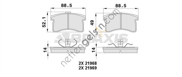 BRAXIS AA0330 ON FREN BALATASI DAIHATSU CUORE DOMINO MIRA  DAIHATSU BİNEK FREN BALATASI