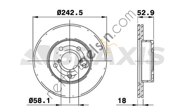 BRAXIS AE0727 ON FREN AYNASI HAVALI SUBARU IMPREZA 96-00 LEGACY 90-94 (242X5)  SUBARU BİNEK FREN DİSKİ
