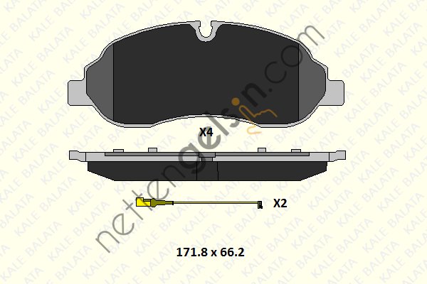 KALE B 22034 177 14 KD20 ON FREN BALATASI TRANSIT V363 14 /> ARKA CEKER CIFT TEKER  FORD BİNEK FREN BALATASI