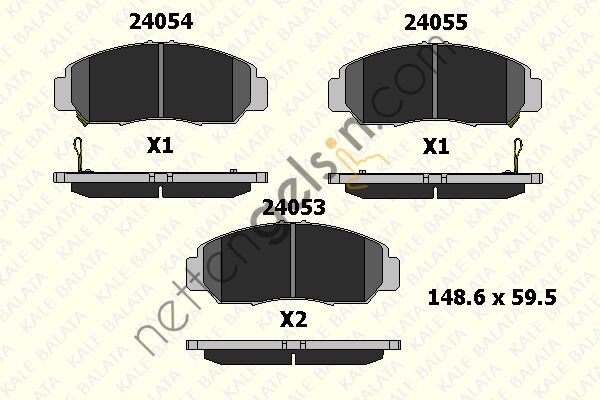 KALE B 24053 170 05 ON FREN BALATASI HONDA CIVIC 1.4-1.6-1.8 HB-SEDAN 2006-> CIVIC (FB7) 2012-> HONDA FRV 2006->  HONDA BİNEK FREN BALATASI