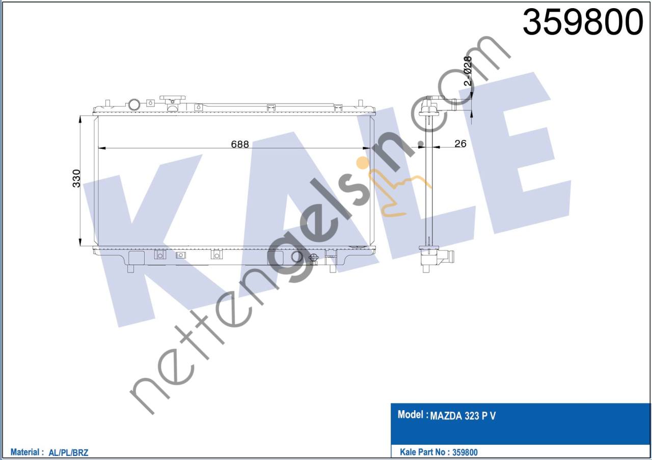 KALE 359800 MOTOR SU RADYATORU 323 96>98 MANUEL (690X330X13)  MAZDA BİNEK MOTOR SU RADYATORU