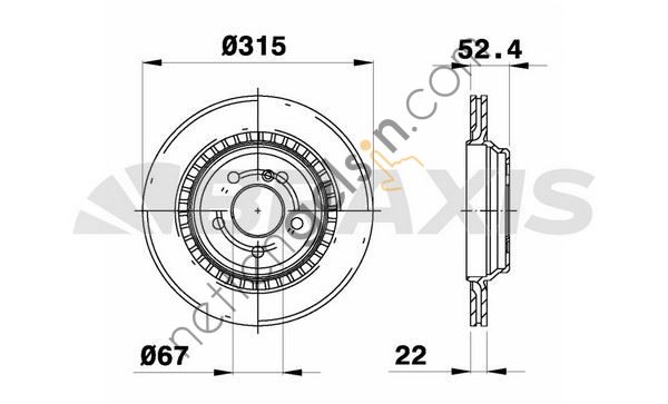 BRAXIS AE0767 FREN DISKI ARKA (HAVALANDIRMALI) S-CLASS W220 98>05 C215 99>06  MERCEDES BİNEK FREN DİSKİ