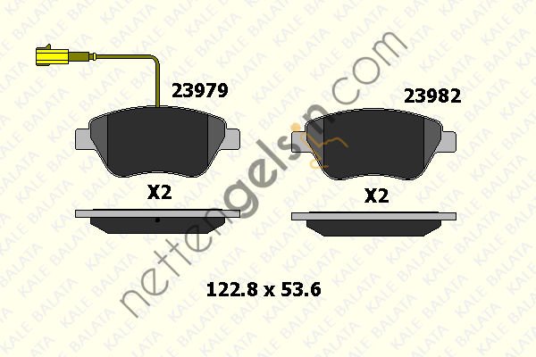 KALE B 23982 178 45 ON FREN BALATASI CIFT FISLI LINEA 1,3 STILO BRAVO SIENA PALIO ALBEA 1,2 / 1,4 / 1,6 / 1,9D MULTIJET 10 / 01> DOBLO 1,3D NEMO BIPPER FIORINO  FIAT BİNEK
