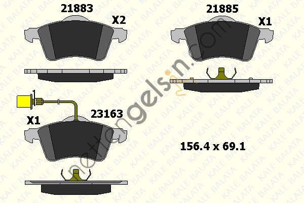 KALE B 21885 206 05 ON FREN BALATASI TRANSPORTER T4 1.9 &sol; 2.0 &sol; 2.4 &sol; 2.5TDI 90>03  VW-AUDI-SEAT-SKODA BİNEK FREN BALATASI