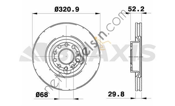 BRAXIS AE0771 ON FREN DISK AYNASI HAVALI A6 AVANT 1.8T / 2.4T / 2.5TDI / 2.7T / 2.8 QUATRO  VW-AUDI-SEAT-SKODA BİNEK FREN DİSKİ