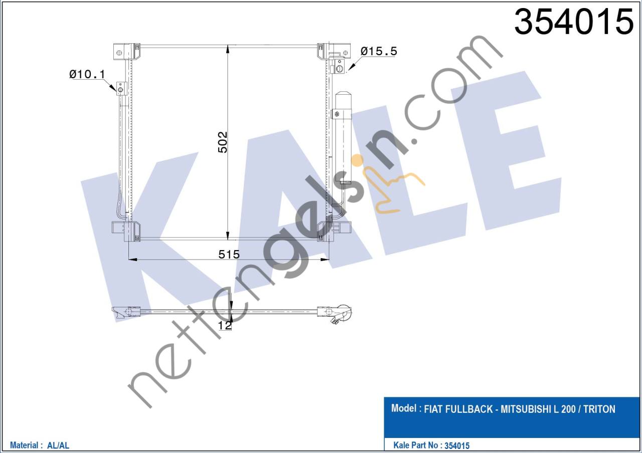 KALE 354015 KLIMA RADYATORU MITSUBISHI L 200 2.4 4X4 2016>  MITSUBISHI BİNEK KLİMA RADYATÖRÜ