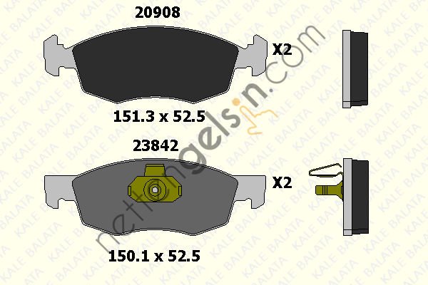 KALE B 23842 180 05 ON FREN BALATASI DOBLO 01> ALBEA PALIO 96> LOGAN 06>, (GDB1588) 0986495248  FIAT BİNEK FREN BALATASI
