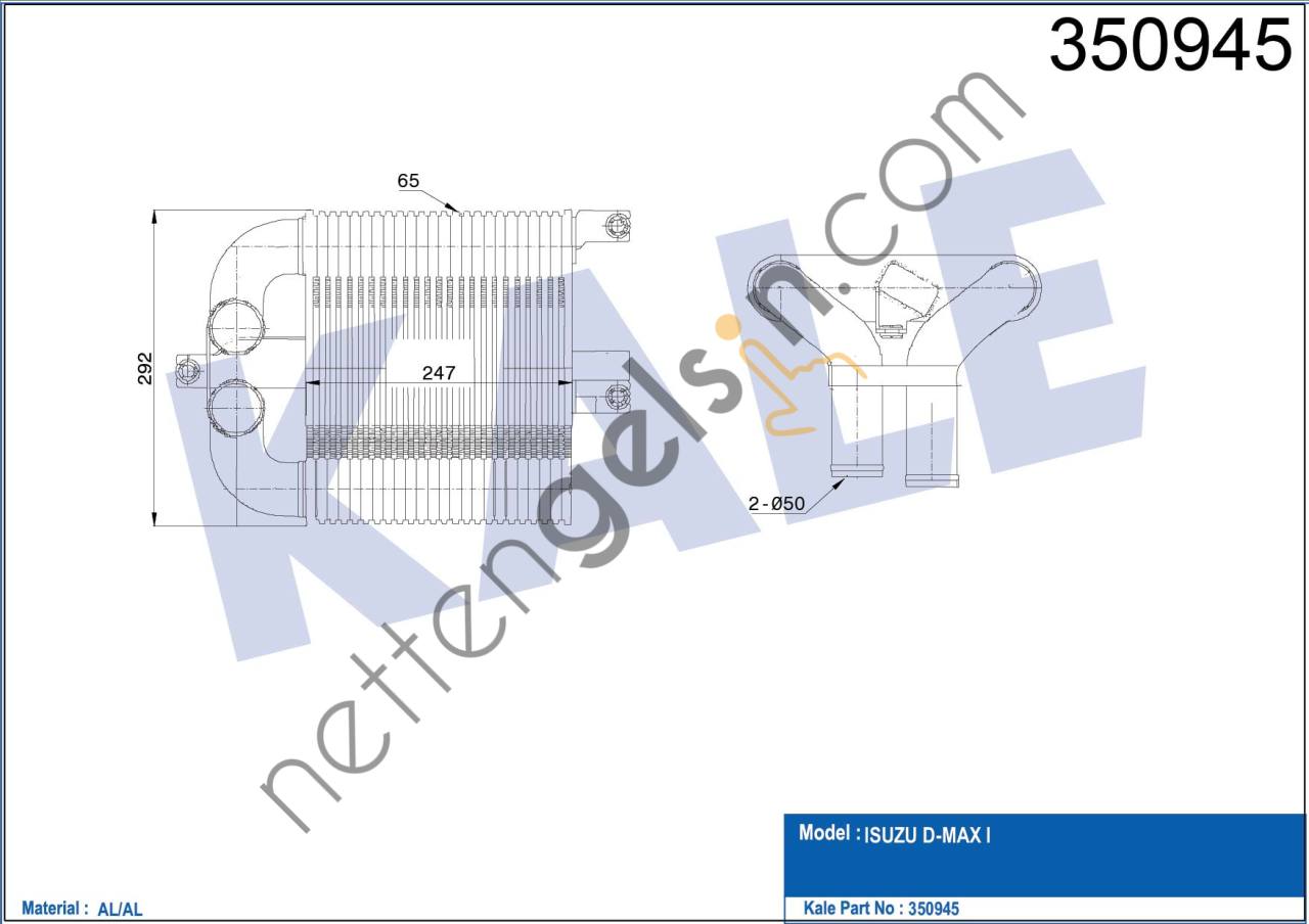 KALE 350945 INTERCOOLER ISUZU DMAX 2006-2012  ISUZU BİNEK TURBO RADYATÖRÜ