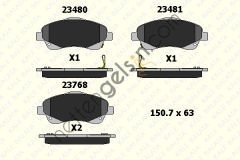 KALE B 23768 192 05 FREN BALATASI ON TOYOTA AVENSIS 03-08 COROLLA VERSO 04-07  TOYOTA BİNEK FREN BALATASI