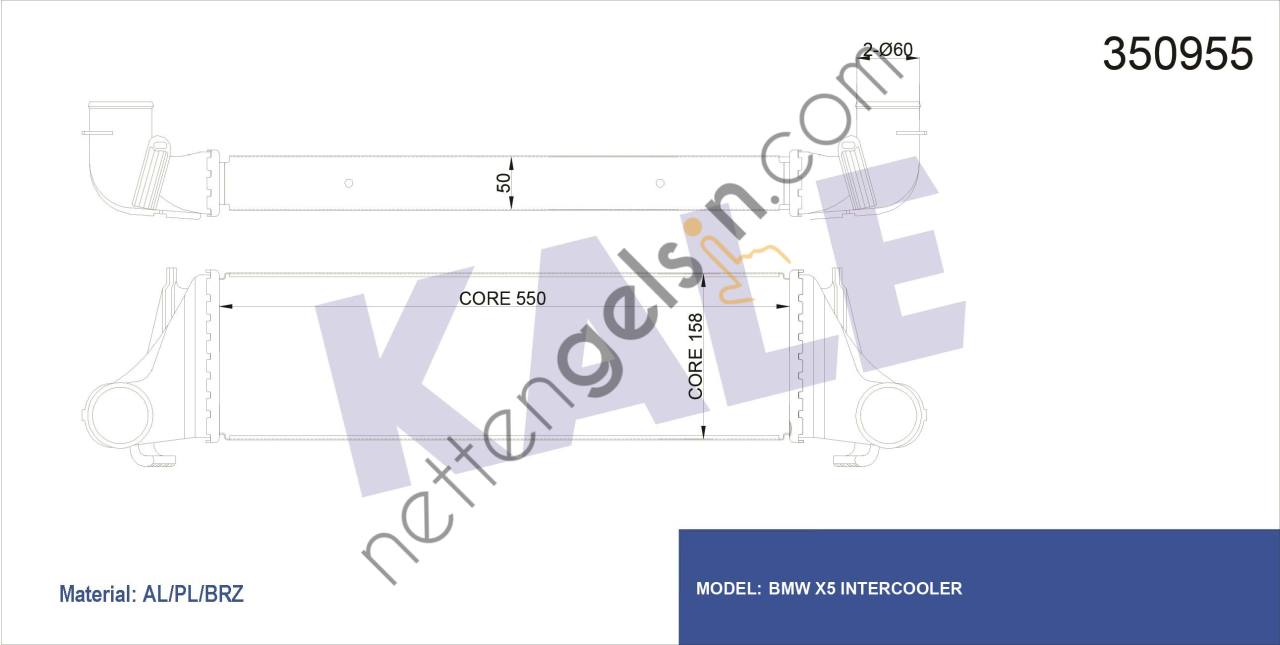 KALE 350955 TURBO RADYATORU BMW X5 E53 M57  BMW BİNEK TURBO RADYATÖRÜ