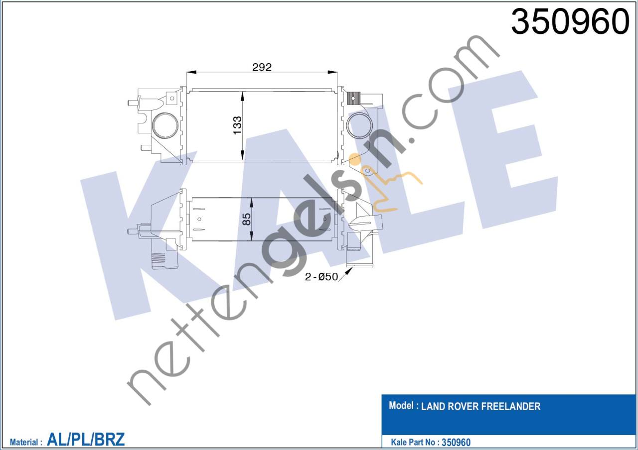 KALE 350960 TURBO RADYATORU LAND ROVER FREELANDER 2.0  LAND ROVER BİNEK TURBO RADYATÖRÜ
