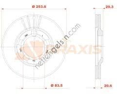 BRAXIS AE0804 FREN DISKI ON H100 MINIBUS 94>08 KAMYONET 97>03 HAVALI 253mm  HYUNDAI BİNEK FREN DİSKİ