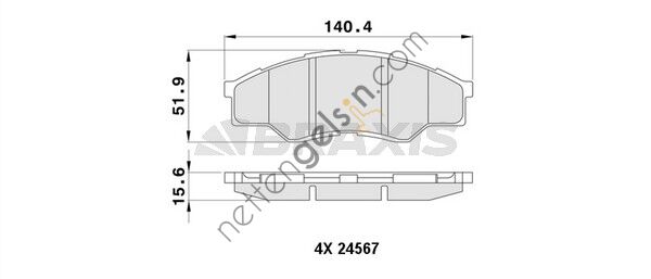 BRAXIS AA0436 ON FREN BALATASI HILUX VIGO III PICKUP 2.5 2007> 4X2  TOYOTA BİNEK FREN BALATASI