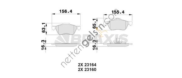 BRAXIS AA0438 ON FREN BALATASI NISSAN PRIMERA 96-02  NISSAN BİNEK FREN BALATASI