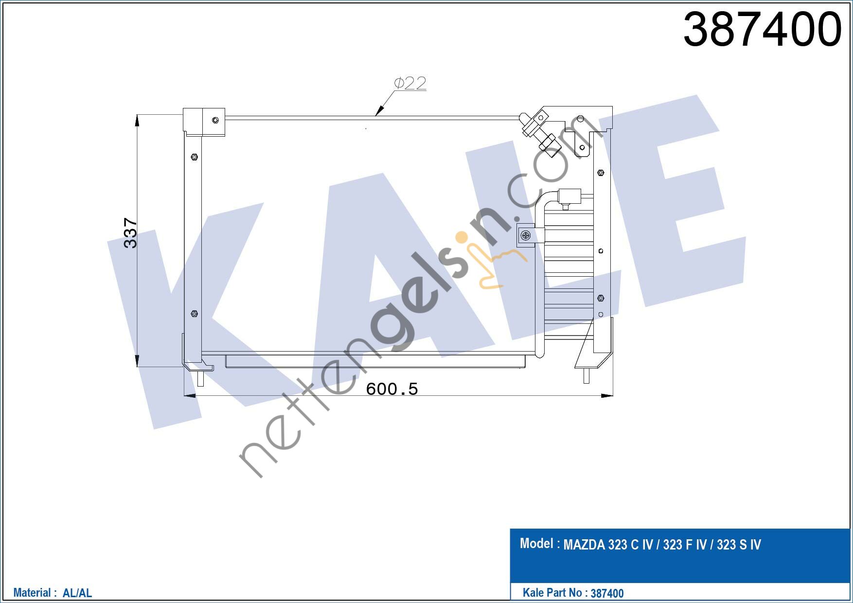 KALE 387400 KLIMA RADYATORU MAZDA 323 1990 1994  MAZDA BİNEK KLİMA RADYATÖRÜ