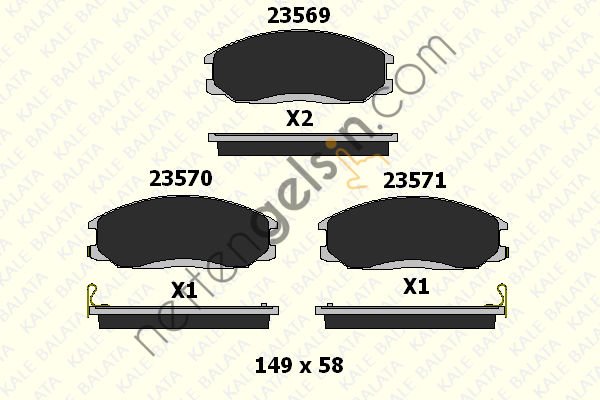 KALE B 23569 170 05 ON FREN BALATASI HYUNDAI STAREX 03-> SANTAFE 01-06 / SSANGYONG KYRON / ACTYON  HYUNDAI BİNEK FREN BALATASI