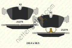 KALE B 21273 195 05 KD11 ON FREN BALATASI S60 00>10 S70 96>00 S70 97>00 S70 99> S80 98> V70 97>00 V70 97>07 V70 97> XC70 00> 850 91>  VOLVO BİNEK FREN BALATASI