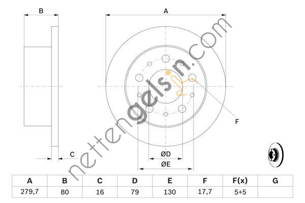 BOSCH 0986479316 ARKA FREN DISK AYNASI BOXER JUMPER DUCATO (TUM MODELLER) 18Q (16 JANT) 2.0 HDI 2.2 HDI 2.8HDI 2.8HDI (00 13)OLCU: (CAP:280 KALINLIK:16X5DL)  FIAT BİNEK FREN DİSKİ
