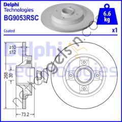 DELPHI BG9053RSC FREN DISKI ARKA 308 SW 07> 3008 09> 5008 09> PARTNER TEPE PARTNER 08> PARTNER TEPEE 08> / C4 PICASSO  PEUGEOT-CITROEN BİNEK FREN DİSKİ