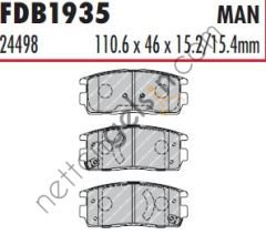 FERODO FDB1935 ARKA FREN BALATASI CAPTIVA 2,0 4WD/2,4/2,4 4WD/3,2 4WD/2,0D 4WD 06/06-->  CHEVROLET BİNEK FREN BALATASI