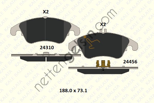 KALE B 24310 194 05 KD11 FREN BALATASI ON W204 07>14 S204 07>14 C204 11> C218 11>17 W212 09>15 C207 09>16  MERCEDES BİNEK FREN BALATASI