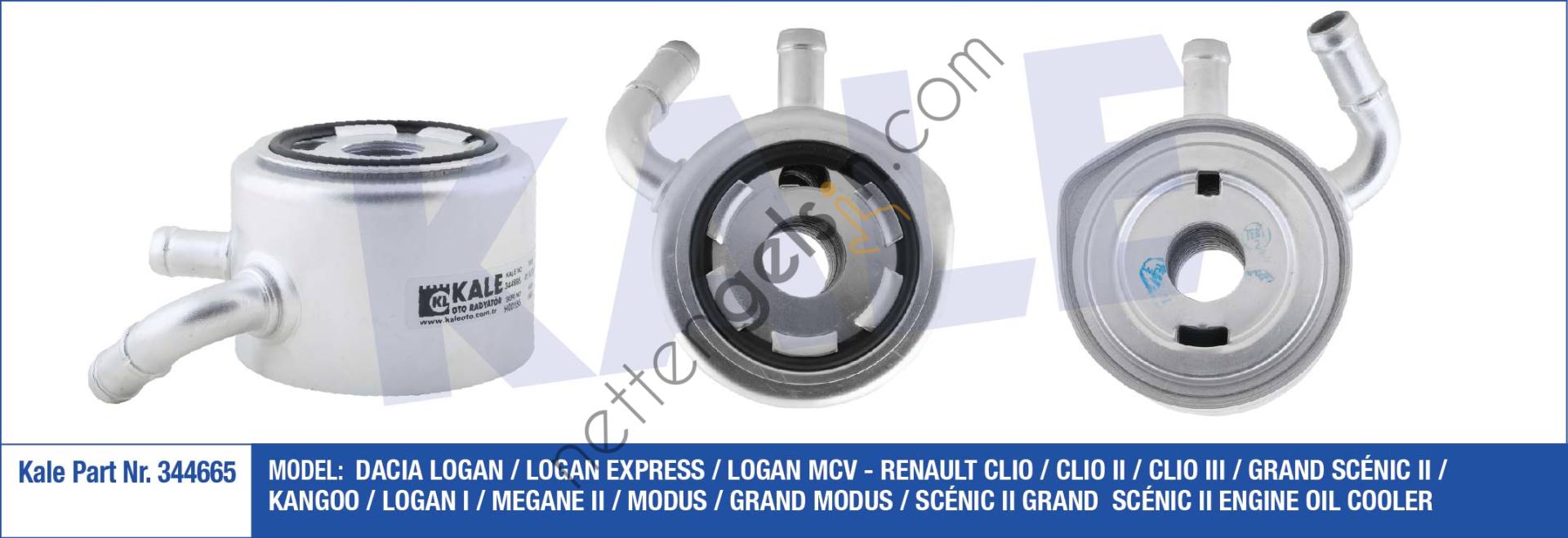 KALE 344665 YAG SOGUTUCU KANGOO CLIO MEGANE 1,5DCI K9K  RENAULT BİNEK MOTOR YAĞ SOĞUTUCU