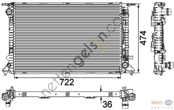 BEHR CR912000P RADYATÖR VW A4-A5 2.7,3.0 TDİ 720X474 8K0121251AA VW