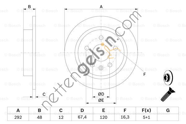 BOSCH 0986479513 ARKA FREN DISKI 16 INCH INSIGNIA 1,4 1,6 1,8 2,0 08>>  OPEL BİNEK FREN DİSKİ