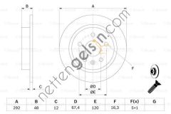 BOSCH 0986479513 ARKA FREN DISKI 16 INCH INSIGNIA 1,4 1,6 1,8 2,0 08>>  OPEL BİNEK FREN DİSKİ