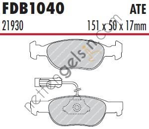 FERODO FDB1040 FREN BALATASI ON PUNTO II 03> 1,8 1,9JTD MAREA 2,0 BRAVO 98>02 WEEKEND COUPE 96>98 2.0I ALFA 145 146 147 155 156 1.6 1.9JTD (FISLI)  FIAT BİNEK FREN BALATASI
