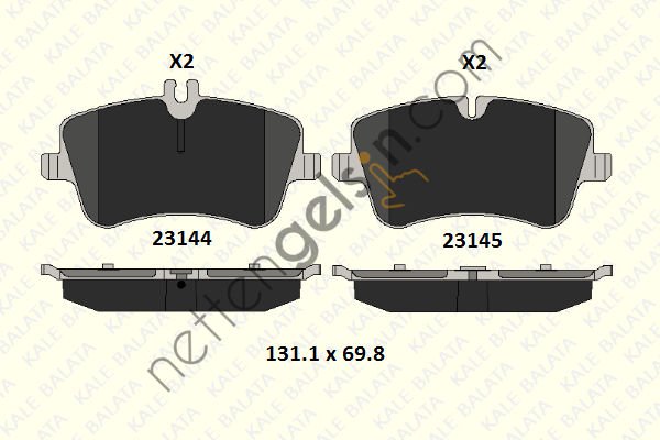 KALE B 23144 198 15 KD11 FREN BALATASI ON W202 93>00 W203 00>07 CL203 02>08 C209 02>09 R171 04>11  MERCEDES BİNEK FREN BALATASI