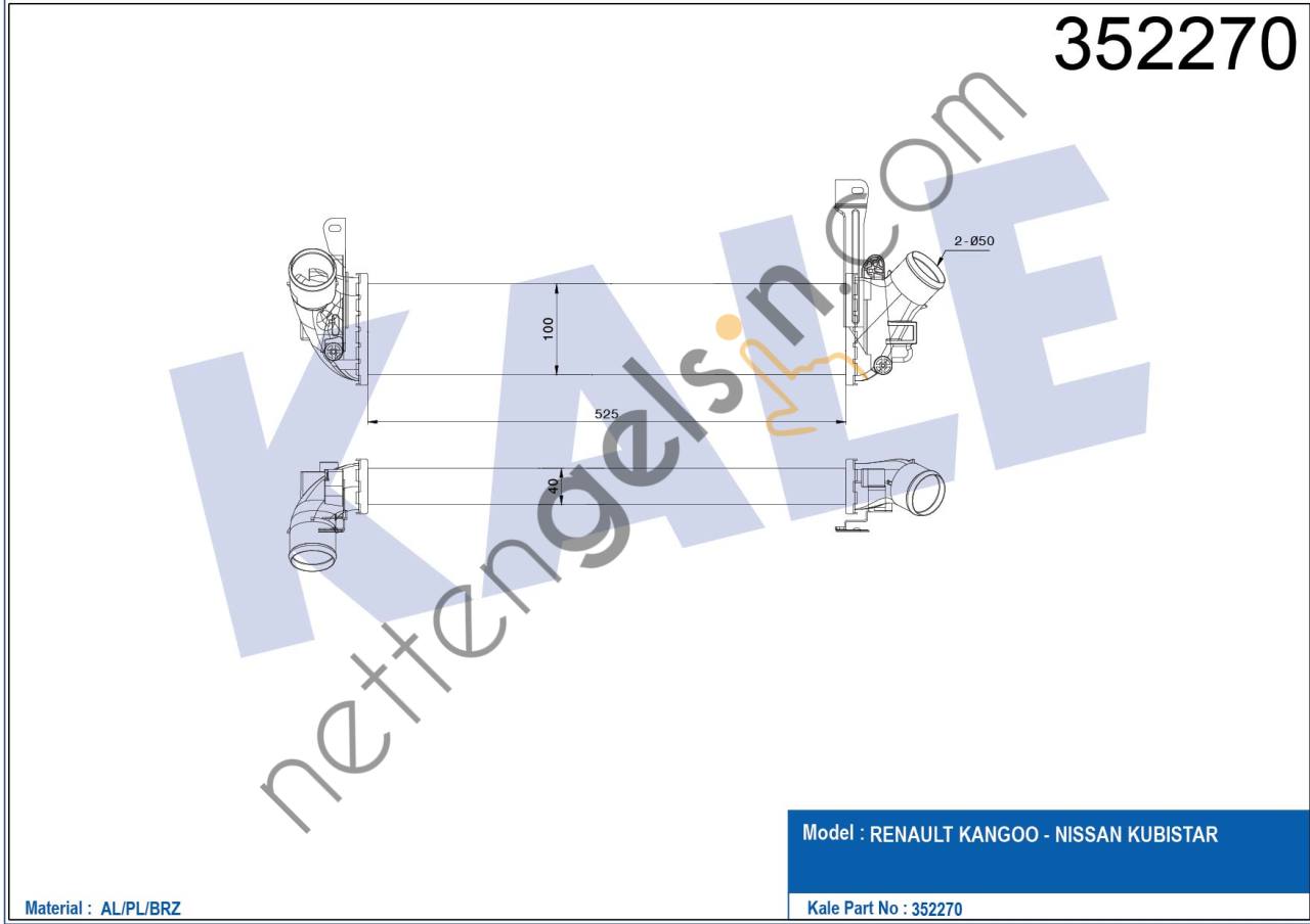 KALE 352270 TURBO RADYATORU KANGOO 1,5DCI K9K 01>  RENAULT BİNEK TURBO RADYATÖRÜ