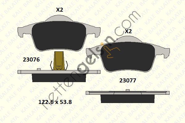 KALE B 23076 175 05 KD11 ARKA FREN BALATASI S60 00>10 S70 97>00 S80 98> V70 97>07 XC70 00>  VOLVO BİNEK FREN BALATASI