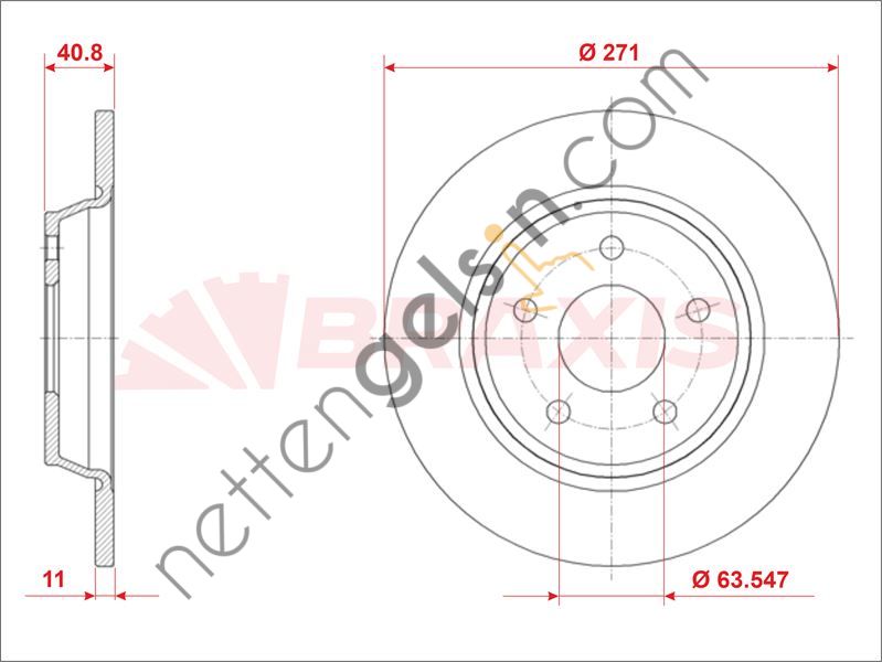 BRAXIS AE0919 FREN DISKI ARKA FOCUS IV 18 >  FORD BİNEK FREN DİSKİ