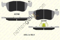 KALE B 22748 161 05 AKD13 ON FREN BALATASI YENI KASA FIESTA 17> 1.0 ECO BOOST, 1.1, 1.5 ST ECO BOOST, 1.5 TDCI  FORD BİNEK FREN BALATASI